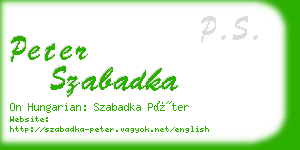 peter szabadka business card